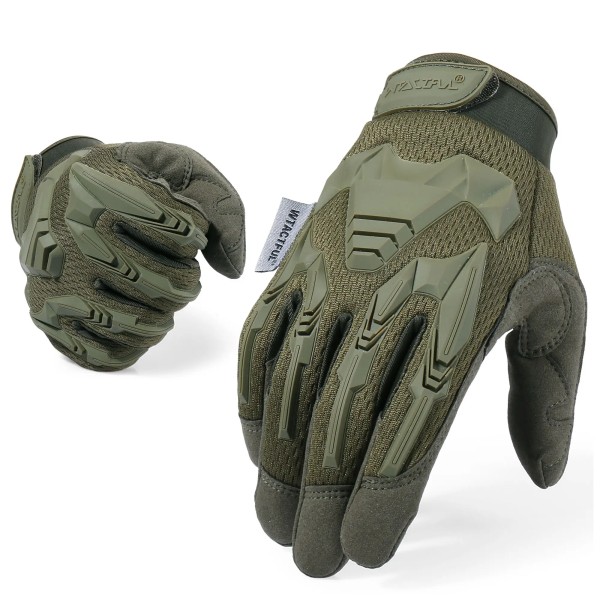 Taktiska Helfingerhandskar Militär Armé Cykling Airsoft Paintball Skytte Jakt Fotvandring Köra Cykel Vantar Stötsäkra män Green XL