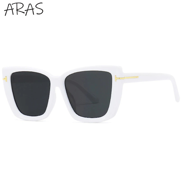 Mode Cat Eye Solglasögon Dam Lyxmärke Trendiga Oversized Cateye Solglasögon Dam Gradient Solglasögon Big Frame Glasögon C10 White Gray With the box