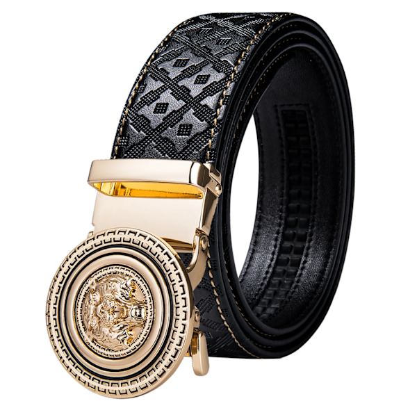 Designer Black Leather Herrbälten Prägling Spärrrem Midjeband Automatiska spännen Glidklänning Jeansbälte för män 110CM-130CM 2072DPA 130cm