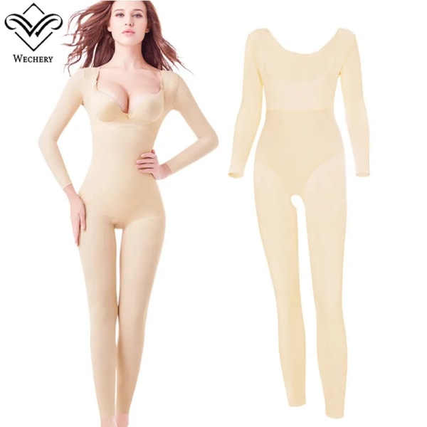 Wechery Reductoras and Shapers Kvinnor Helkropp Långärmade Korrigerande Underkläder Sömlösa underkläder Bodysuit underbyst Skin L