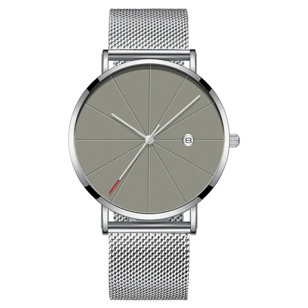 2019 Luxury Business Herrklockor Herr Guldklockor Ultratunna Herrklockor Rostfritt stål Mesh Bälte Quartz Watch horloge mannen 031297gray