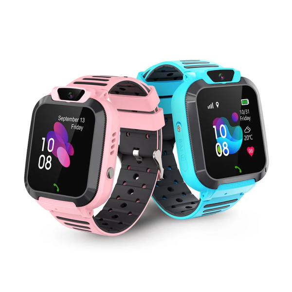 2G Kids Smart Watch SOS Call LBS Tracker Plats Simkort Kid Watch Kamera Röstchatt IP68 Vattentät Smartwatch för barn Blue