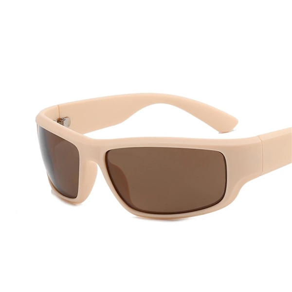 Nya Gröna Sportsolglasögon Män Kvinnor Retro Punk Trendiga Solglasögon För Manliga Solglasögon Goggle Utomhusspegelglasögon UV400 cream yellow tea with pouch and cloth