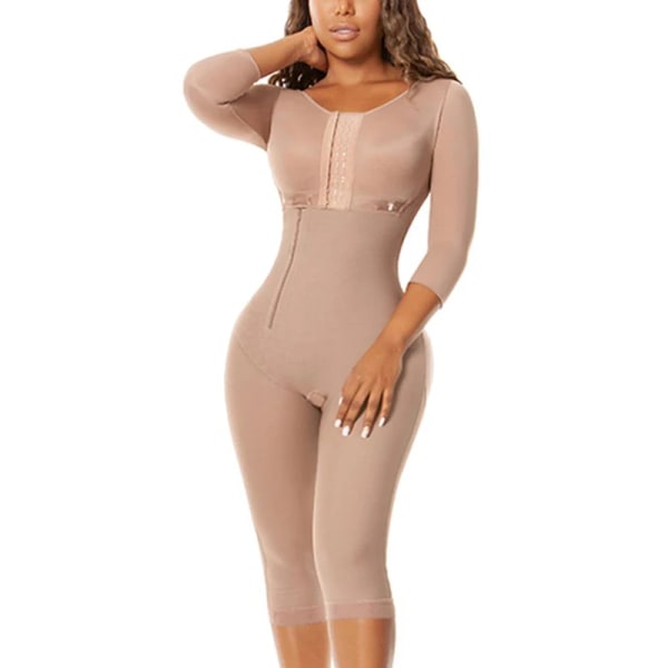 fajas colombian Kvinnor helkropp Shapewear Magkontroll Waist trainer shaper bbl-shorts skinkor lyfter skummar underkläder gördlar Khaki M