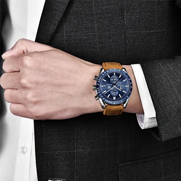 BENYAR 2021 Ny watch Business helstål kvarts Toppmärke Lyx Casual Vattentät Sport Man Armbandsur Relogio Masculino Glue silver blue
