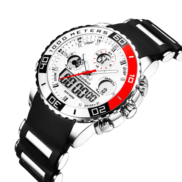 Readeel märke män sportklockor 2 tidszon man mode watch gummi digital quartz armbandsur relogio masculino klocka hane Red