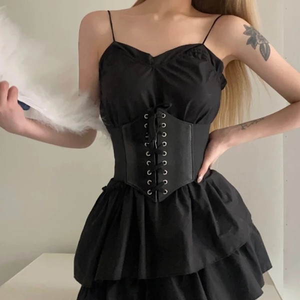 Sexiga korsetter för kvinnor Breda PU-läder Snyggt bantningsbälte Bustiers Breda Elastiska Bälten med hög midja Feminin Ceinture Midjeband Red One size