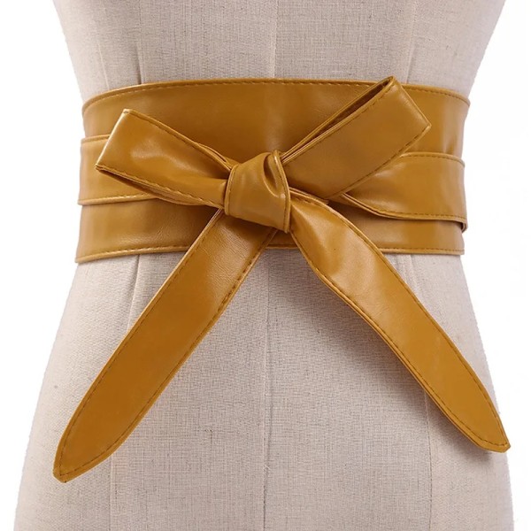 Kvinnor Snörbälte Nytt Bowknot Bälten för Kvinnor Längre Bind Midjeband Slips Rosett Dam Klänning Dekoration Mode Pu Bredt Bälte Khaki 225cm