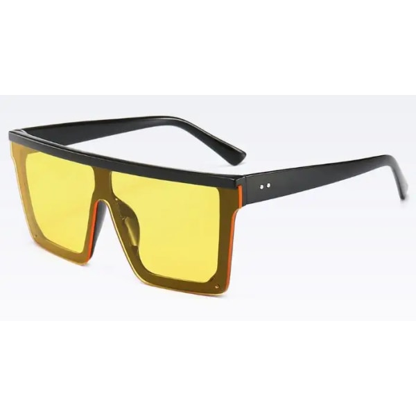 Manliga stora svarta solglasögon Modedesigner Spegel Rosa fyrkantiga nyanser Män Sommar Körglasögon UV400 Damglasögon black yellow