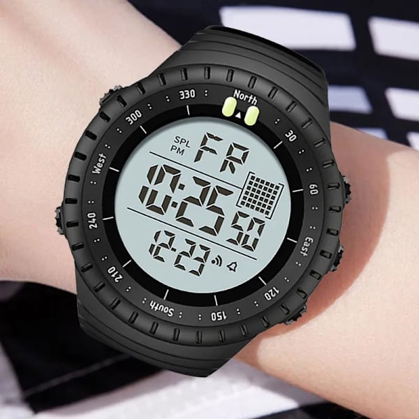 SYNOKE Army Green Casual Watch Herr Sportklockor utomhus Vattentät LED Elektronisk Digital Armbandsur Klocka reloj hombre 2022 Update Black B