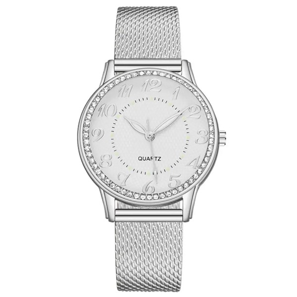 Mode Watch Damklocka Silver Heart Dial Silikon Mesh Armbandsur Reloj Mujer Montre Femme Watch 2022 M