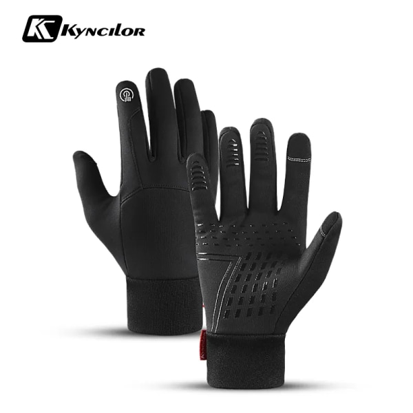 Pekskärm Vindtät utomhussporthandskar Män Kvinnor Vinterhandske Fleece Thermal Varma löparhandskar Anti-halk Cykelhandskar A0079-BK L