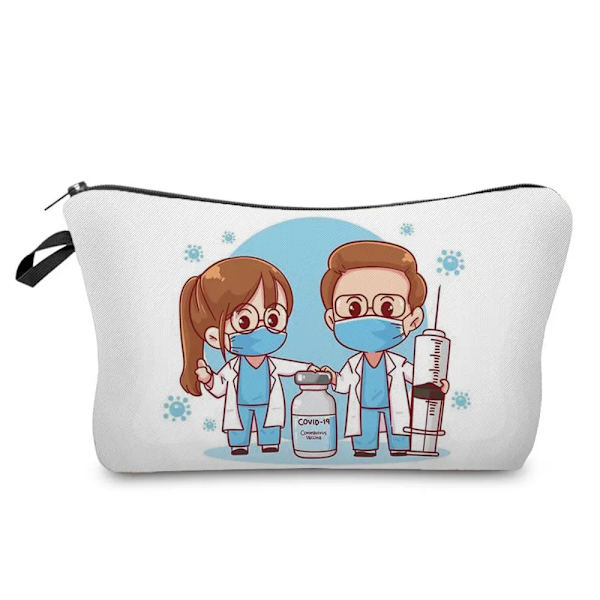 Tecknad Tandläkare Sjuksköterska Print Kosmetikväskor Mode Kvinnor Designer Sminkväska Värmeöverföring Organizer Pennfodral hz4537 Nurse Bag