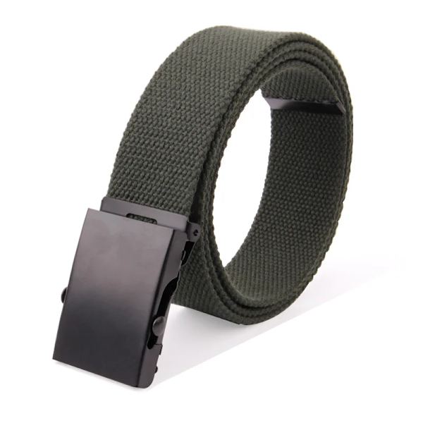 ny högkvalitativ canvasbälte män/kvinnor unisex jeansbälten metallrulle lyxiga automatiska spänne canvasväv midjebälten Army green 80cm
