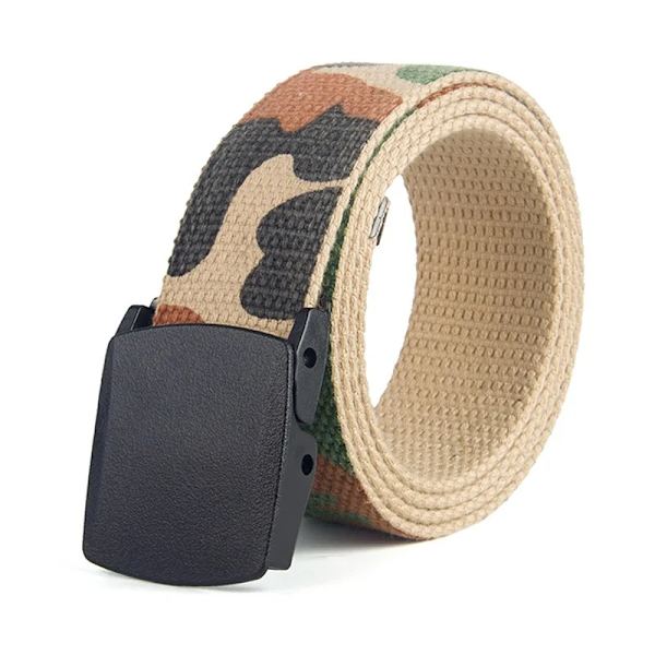 Män Kvinnliga Jeans Bälte Militär Nylon Justerbart Bälte Utomhus Resor Taktisk Midjebälte Metall Unisex Spänne Byxor Byxor 120cm Khaki Camouflage 114