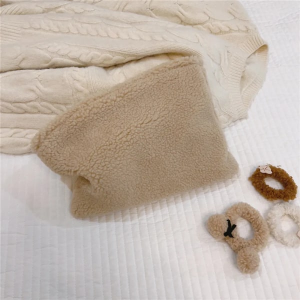 Plysch kosmetisk case Sminkpåse Väska Mjuk ull Resor Toalettväska Kvinnlig skönhet Necesserie Borstar Organizer Clutch beige