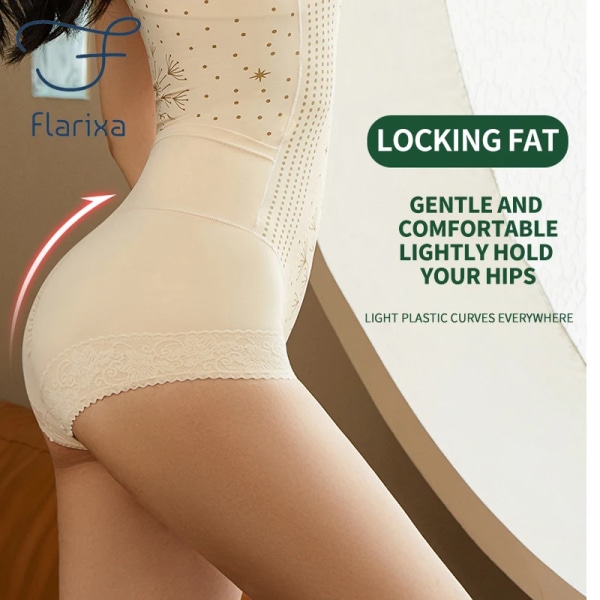 Flarixa Waist Trainer Body Shaper Seamless Shapewear Dam Magkontroll Underkläder Back Take Off Bodysuiter Plus Size Korsett Top Beige L