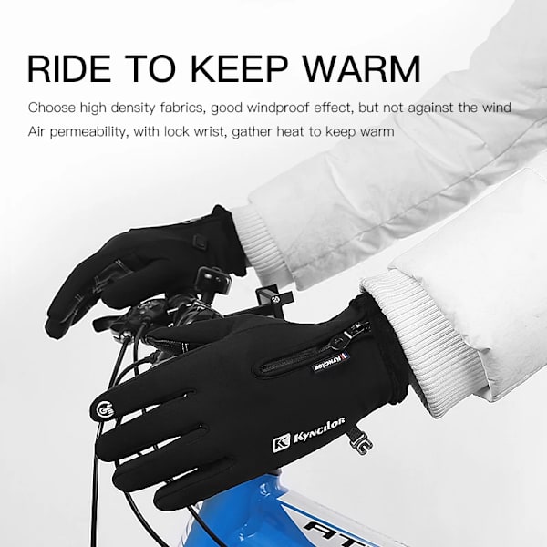 Kyncilor Herr Dam Vinterhandskar Touch Vattentäta Cykelhandskar Sporthandske Thermal fleece Motorcykel Löp Skidhandskar A0020-GY M