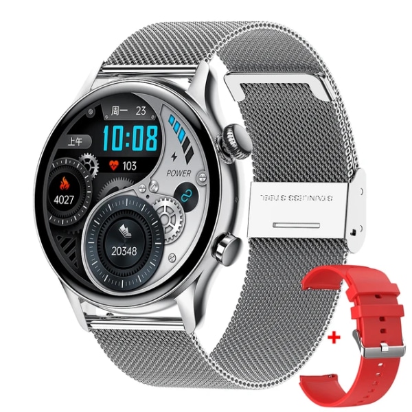 HK8 Pro Bluetooth Call I30 Smartwatch Herr 1,36 tum AMOLED 390*390 skärm Smart Watch IP68 Vattentät Silver Milan