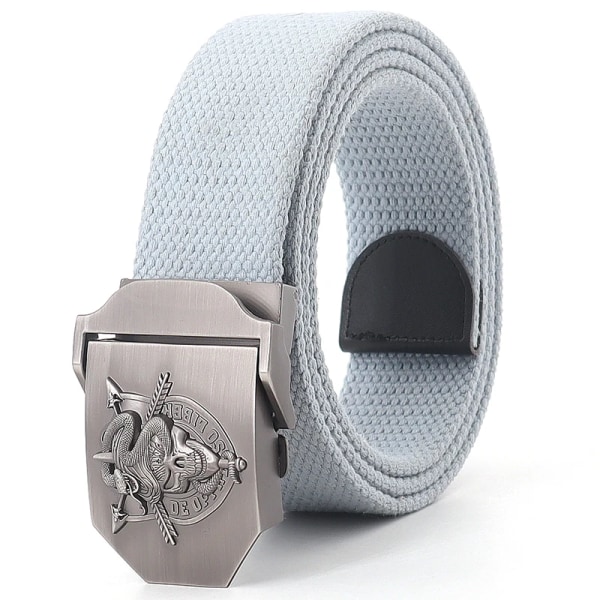 Taktiska bälten för män 4 mm tjocka 38 mm brett Casual Canvas Utomhuslegering Slät spänne Högkvalitativ unisex Plus Size Damgördel Light grey 120cm