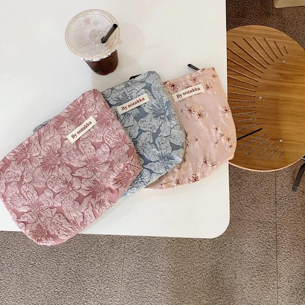 Stor Kvinnor Blommig Kosmetikväska Blommor Sminkväska Resesmink Case Organizer Kvinnlig Handväska Clutch Handväska Dragkedja A