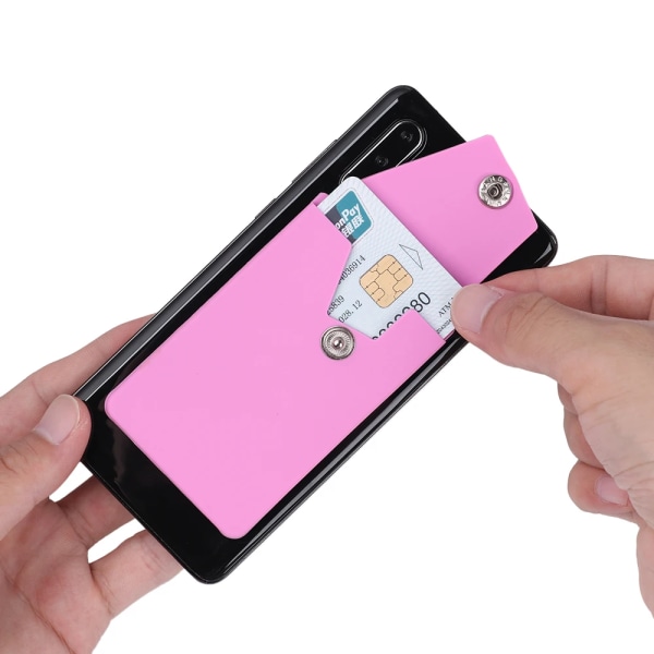 1 st självhäftande silikon mobiltelefon case med Snap Pocket Smart Back Stick-on Kreditkortshållare Universal Cash Case A-6