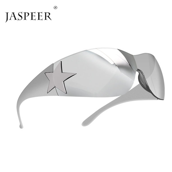 JASPEER Punk One Piece Solglasögon Goggle Nya Y2k Lyxmärke Solglasögon Wrap Around Glasögon UV400 Kvinnliga designerglasögon 1A As the pictures show