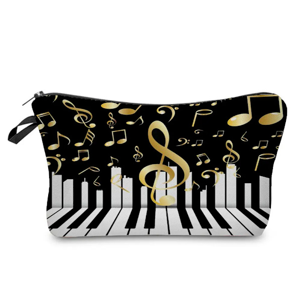 Högkvalitativ organizer Bärbart case Piano Gitarrmålning Dam Sminkväska Värmeöverföring Musiknoter Print Kosmetiska väskor hz7335 Music Bag