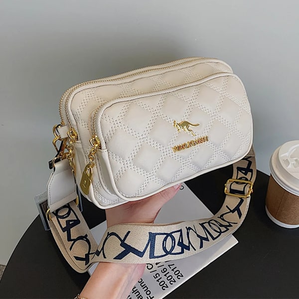 Dammode Axelväska Nytt mjukt läder Casual Cross Body Lyxdesign Dam fyrkantig väska Plånbok Mobiltelefonväska Beige