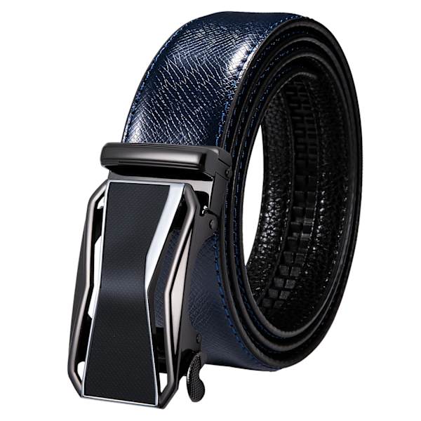 Högkvalitativt märke herrbälten blå koläder Automatiska spännen Spärr midjeband Bälte för män Klänning Jeans Kostym Byxor Present 2037DME 110cm