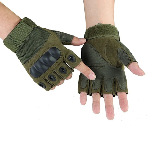 Halvfinger herrhandskar utomhus militära taktiska handskar Sportskytte Jakt Airsoft Motorcykel Cykelhandskar Army Green  2 M