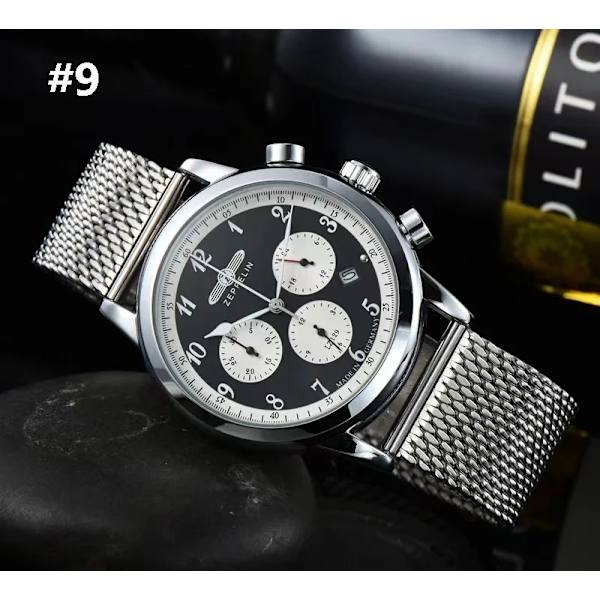 Zeppelin Herrklockor Toppmärke Lyx Vattentät Watch Datumklocka Man Stålband Casual Quartz Watch Herr Sport handled 7086M-9
