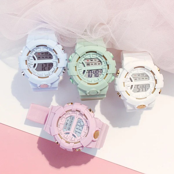 Digitala klockor för kvinnor Män Barn Watch 24 timmar Mode Watch LED Elektronisk Sport Kvinnlig Klocka reloj mujer Style 2(.323)