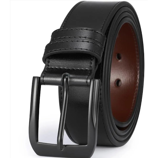 Klänning i äkta läder för män Klassisk sömnad design 38 mm Vanliga stora och höga storlekar 0502BK-kou-BK 100cm