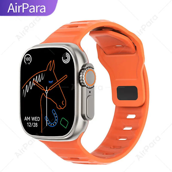 AirPara Smart Watch Ultra Bluetooth Call NFC Smartwatch Wireless Charge Health Monitor Herr Dam Fitness Watches Series 8 Orange