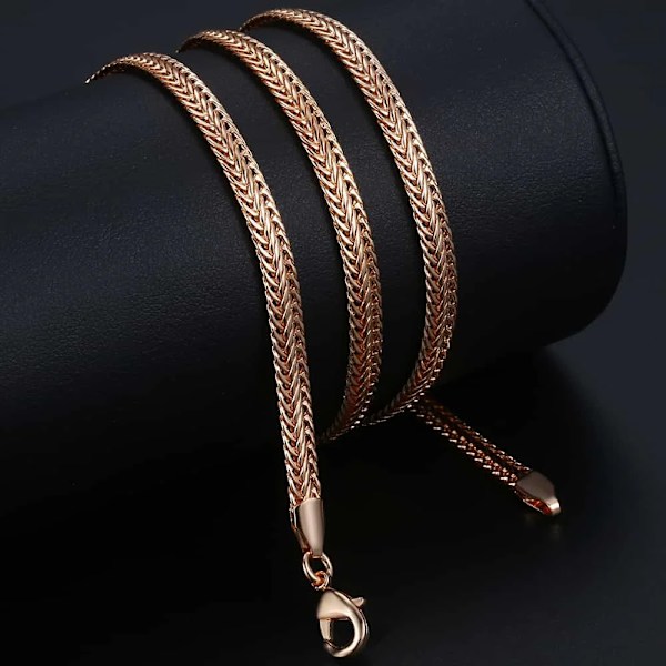 585 Rose Gold Colour Halsband för Kvinnor Män Bismark Hammered Link Chain Mode Smycken Tillbehör 5 mm GN452A CN01 22inch 55cm