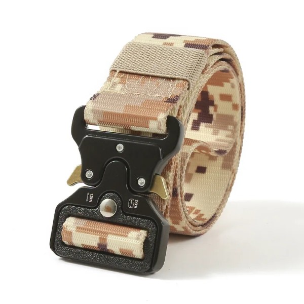 Army Style Stridsbälten Snabbkoppling Taktiskt bälte Mode Män Militär Canvas Midjeband Utomhus Jakt Vandringsredskap desert camouflage ZS 3.8cm X 125cm