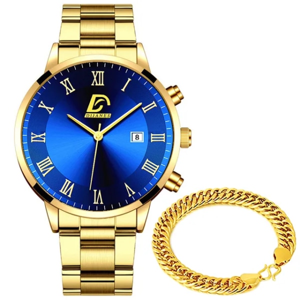 reloj hombre Mode Herrklockor Lyx rostfritt stål Kalender Quartz Armbandsur Herr Business Armband Watch watch homme As Shown 8