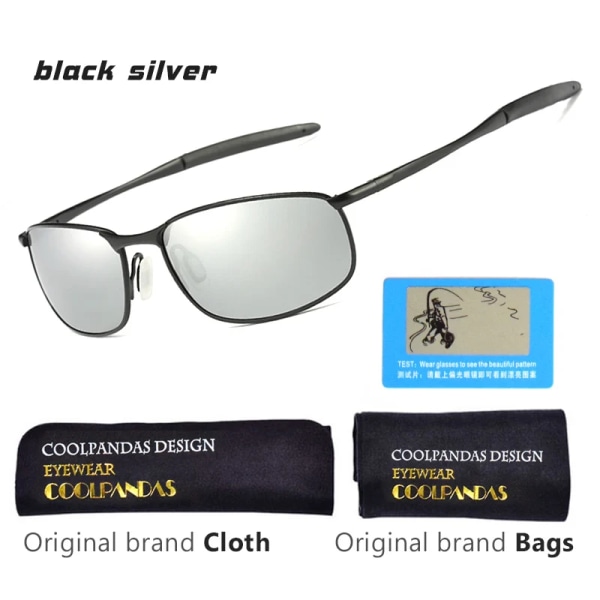 CoolPandas 2022 polariserade solglasögon Herr Märkesdesigner Liten lins Solglasögon Herr Solglasögon för körning gafas oculos de sol UV400 black silver Polarized lens