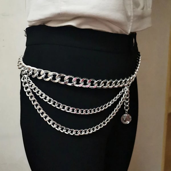 Mode Byxor Midjekedja Kläder Accessoarer Midjekedja i flera lager Hip Hop tofsar Speciellt utseende Choker Smycken presenter Silver F 1pcs