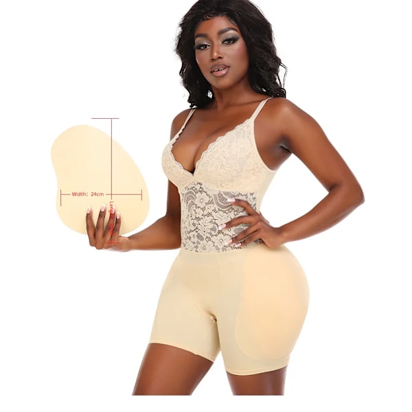 2023 Summer INS Sexig spets slimming bodysuit för kvinnor FAKE ASS Butt Lifter Shapewear Hip Enhancer Vadderade underkläder Fajas Beige-Hip Pads 4XL
