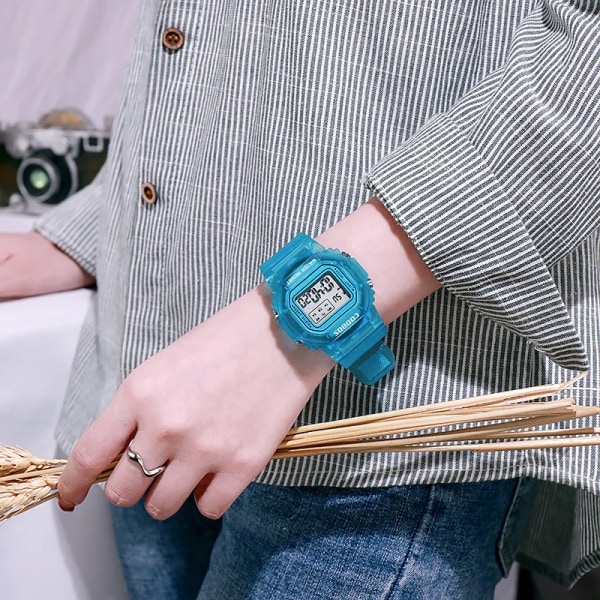 Damklockor Digitala klockor Sport Unisex män Barn Armbandsklockor Mode Elektronisk LED Kvinnlig Klockor Present för kvinnor reloj mujer blue