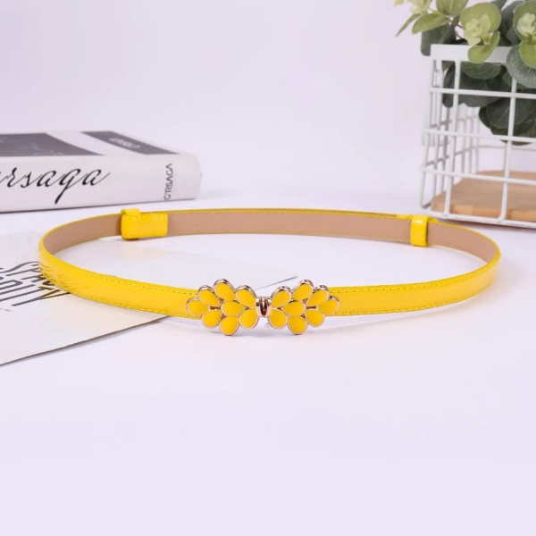 55 stilar Mode kvinnor Fina bälten Justerbar design PU-läderrem Godisfärger Matchande kvinnor för klänning Söt midjeband yellow belt(.710) 95CM(.710)