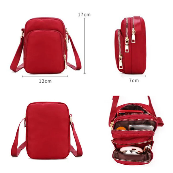 Damväska Vattentät axelväska Crossbody Dragkedja Mobiltelefon Dam Multifunktionshandväska Kvinnlig Handväska Handväska Damväska dark gray