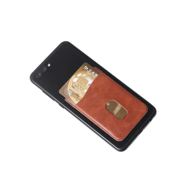 Läderkorthållare Klistermärke Klister Kredit-ID-kort Mobiltelefon Bakficka Case Klistermärken Väska Påse Multifunktion A-black