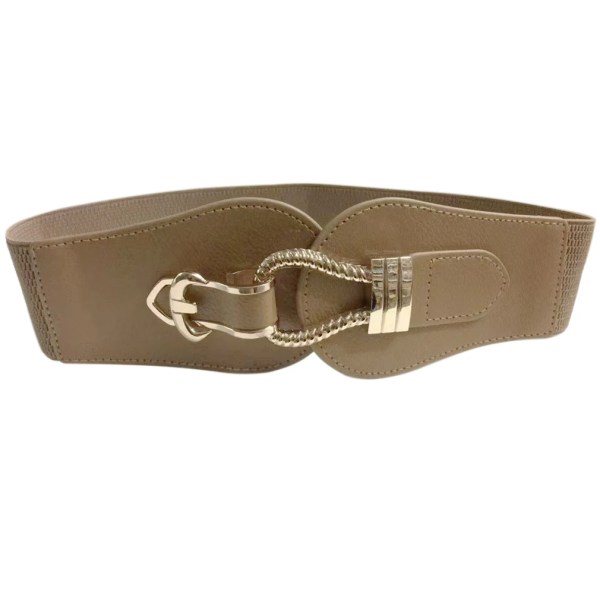 Dam 7,5 cm brett bälte Elastiskt Stretch Cinch midjeband Lady Cummerband Skinny Mjuk runt midjeband Enkel kvinnoklänning Guagou-Khaki 55cm(58cm to 72cm)