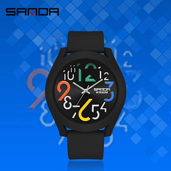 Sanda Watch Silikonrem Vattentät Watch Creative Simple Girl Watch 2023 Nytt mode Vit Casual Quartz Clock 9021 Red