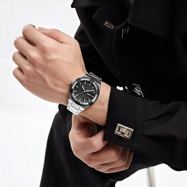 NAVIFORCE Militär watch för män Vattentät manlig klocka Stålband Quartz Dag- och datumvisning Man Armbandsur Reloj Hombre SBE-BOX