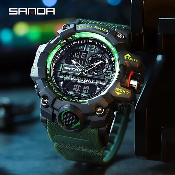 SANDA G Style Nya Herrklockor 50M Vattentät Sport Militär Quartz Watch För Man Digital Armbandsur Klocka Reloj Hombre Black blue 3132