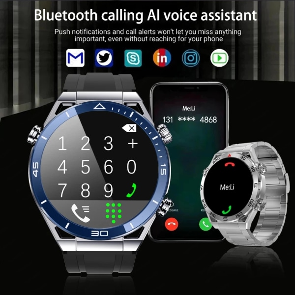 Ny NFC Smart Watch Herr Smart Bluetooth Call Sport GPS Track Smartwatch Dam Hjärtfrekvens EKG PPG Smartwatch För Android ios Silver Steel Original box